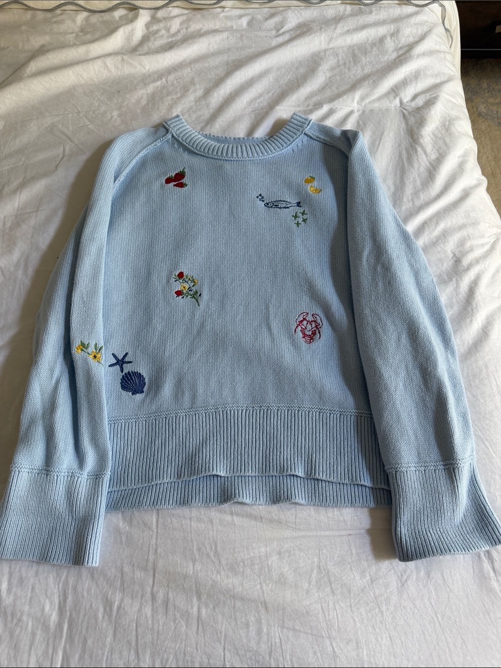 Abercrombie & Fitch Light Blue Embroidered Crewneck Sweater